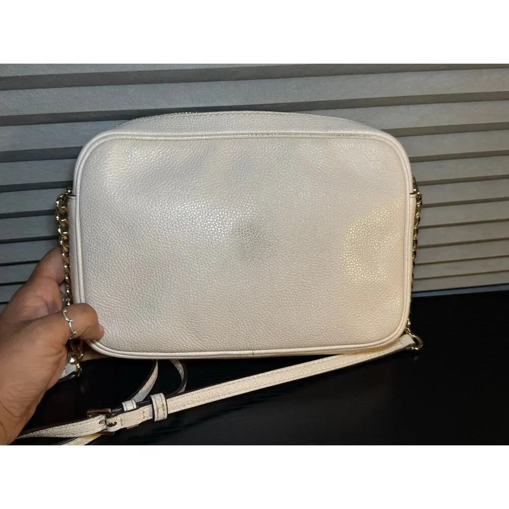 Michael Kors MK Purse Fulton East West Crossbody Bag Vanilla Pebbled Leather
